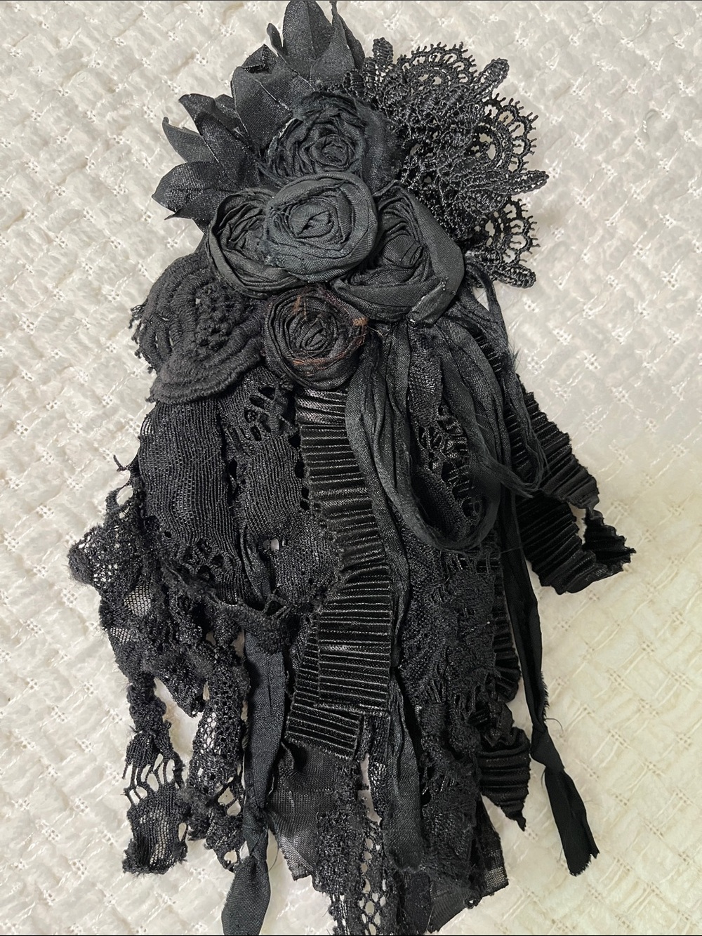 Black Scrappy Flower Pin